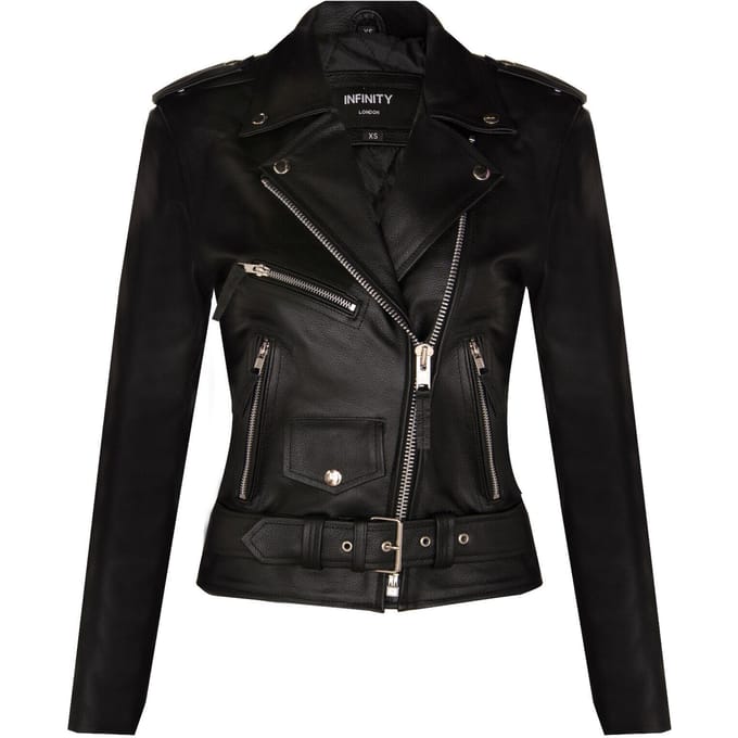 Dames rundleer bikerjack-Mansfield