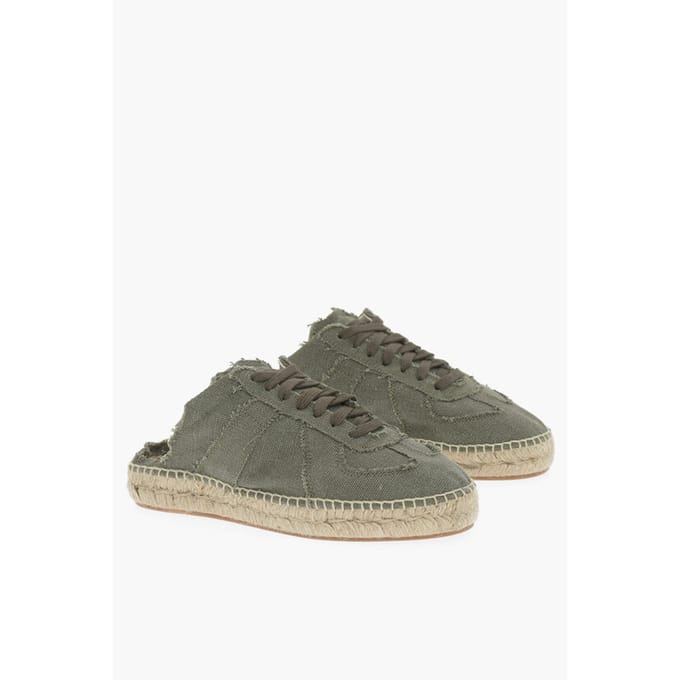 MM22 Open Back Katoenen Lage Sneakers in Groen