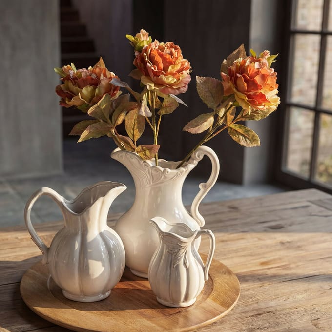 LOBERON Decoratieve bloem set van 3 Ambrayelle oranje/groen