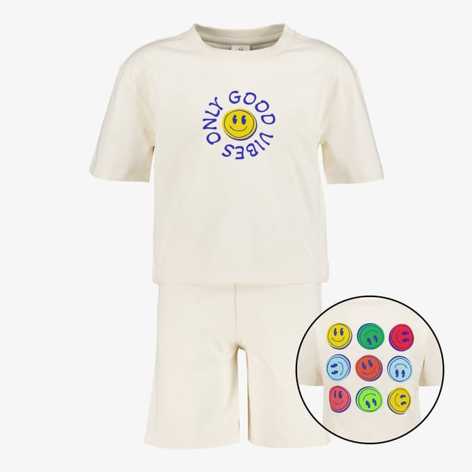 Emoji kinder shortama wit - Maat 122/128
