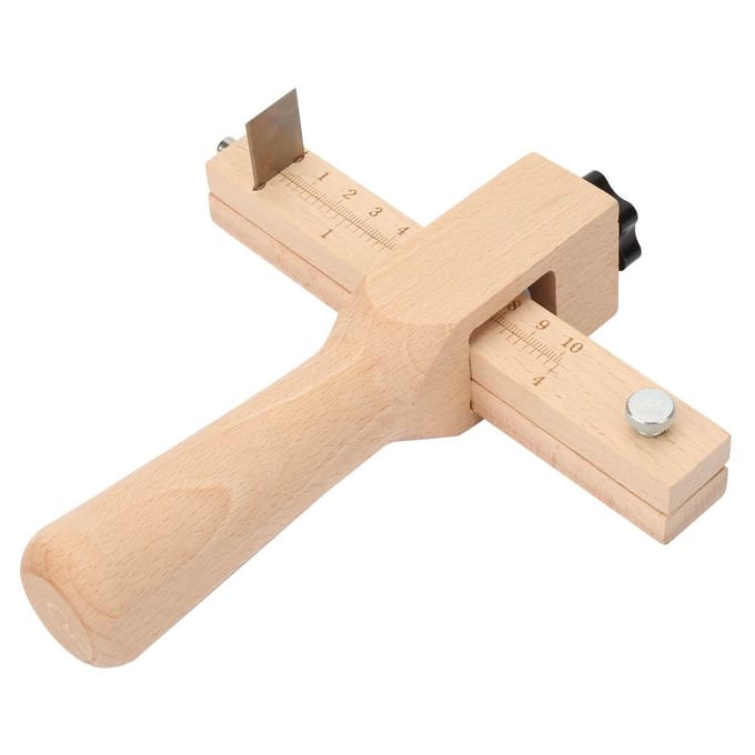 Outil de coupe à main pour ceinture artisanale, sangle en cuir réglable, coupe-bois beige