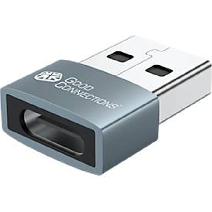 USB 2.0-adapter Good Connections, USB-A naar USB-C-aansluiting, vermogen 60 W, tot 480 Mbit/s, aluminium, grijs