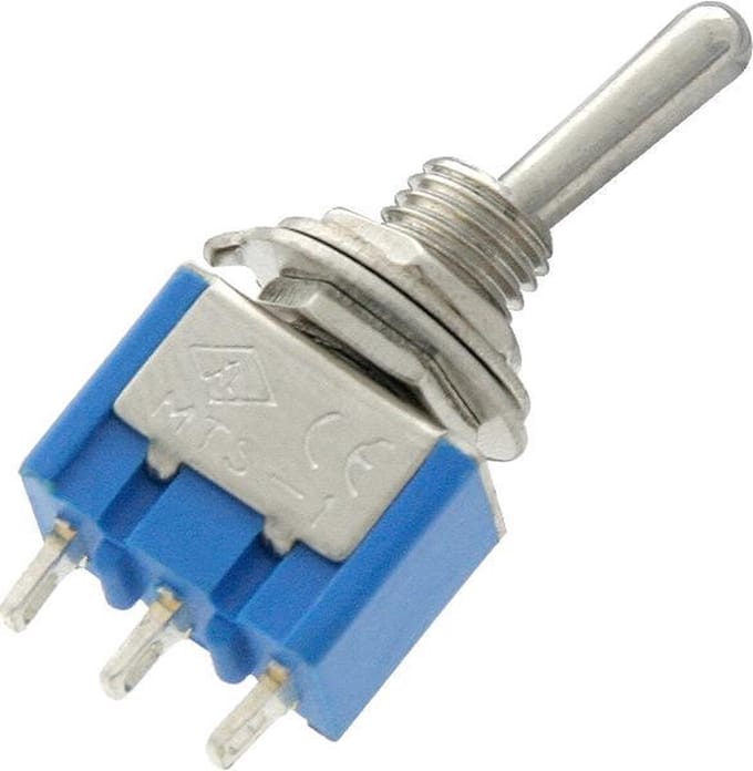 SCHAKELAAR - ‘ON/OFF' - 250V 3A - BLAUW/ZILVER - 3 polig