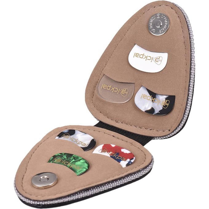 Étui en cuir synthétique PU pour plectres de guitare, sac avec 6 plectres en celluloïd, Instrument à cordes gray
