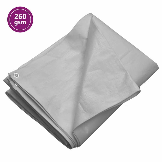 vidaXL - Dekzeil - 260 - g/m² - 8x12 - m - HDPE - grijs