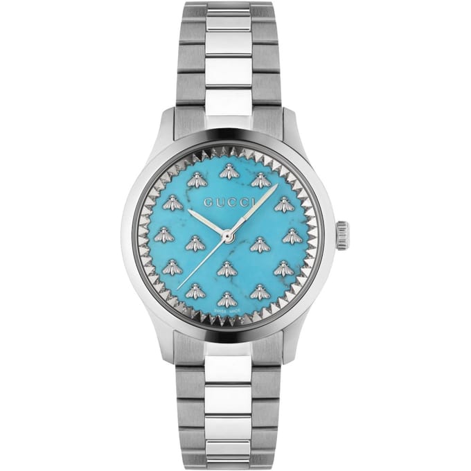 Gucci YA1265044 G-Timeless Unisex horloge met turquoise wijzerplaat