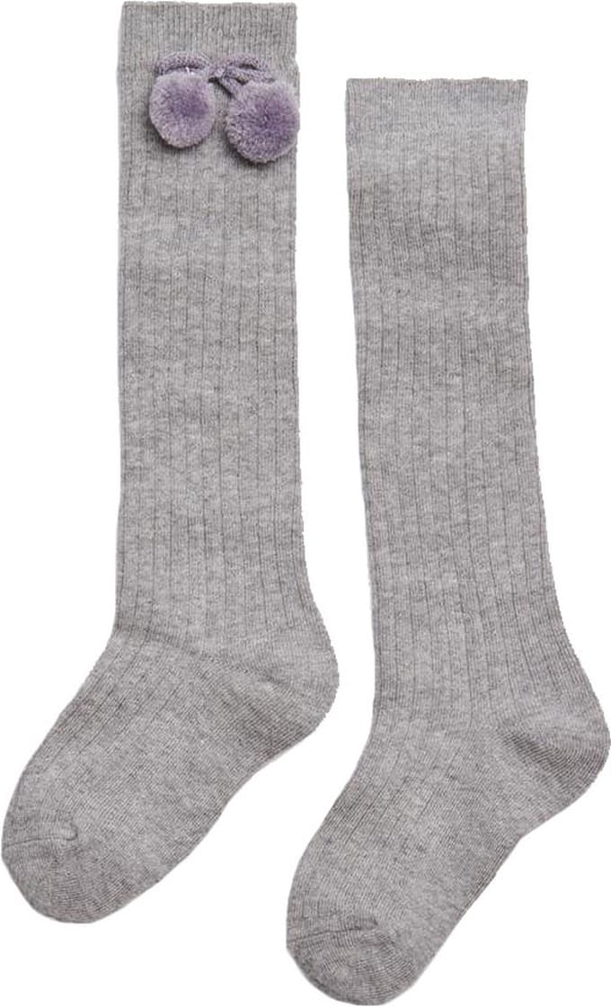 iN ControL 2pack kniekousen rib/pompom Grey melange 27/30