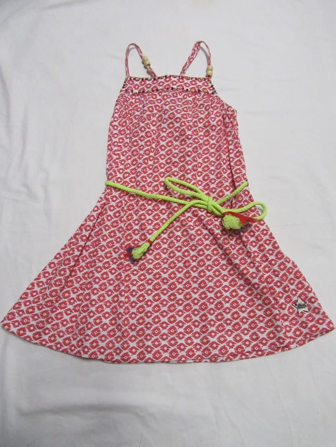 rumbl , jurk , strandkleedje, wit / donker rose , 104/110 , 4-5 jaar