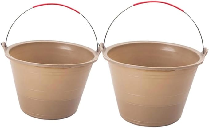 Modderemmer Set - Bouwemmer Water - Bouw en Schoonmaak - Verdikte Stevige Constructie - 2 stuks 30cm - Grijs