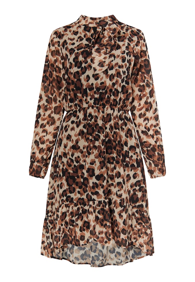Faina Jurk met leo-opdruk Dames beige leo