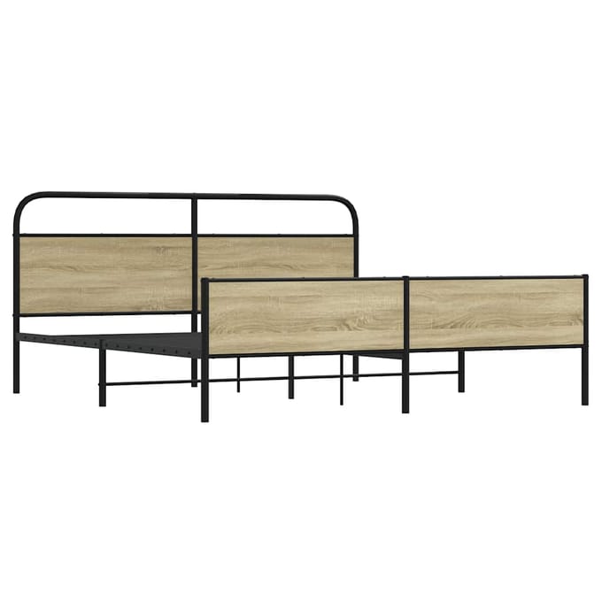 vidaXL - Bedframe - zonder - matras - metaal - sonoma - eikenkleurig - 183x213 - cm