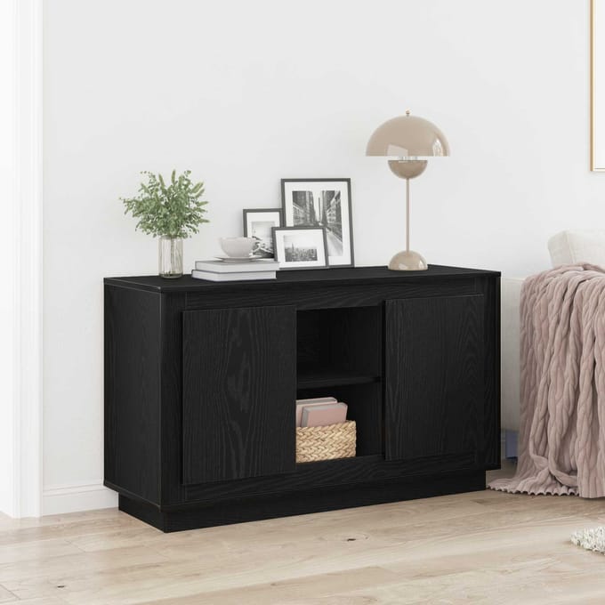 vidaXL - Dressoir - Zwart - Eiken - 102 - x - 35 - x - 60 - cm - Bewerkt - hout