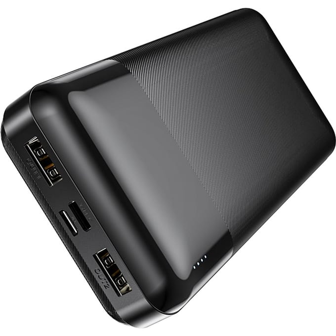 Hoco Powerbank 20.000 mAh - Compacte Snellader - 2x USB-A Output - Met LED Indicator - Zwart