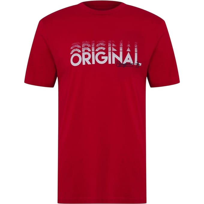 Original Penguin Heren Belettering Crew Hals Regular T-shirt (Salsa)