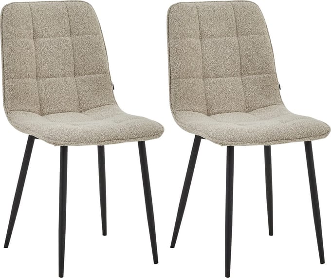 Colenis - Ela Eetkamerstoel - Set Van 2 - Beige - Bouclé - Design