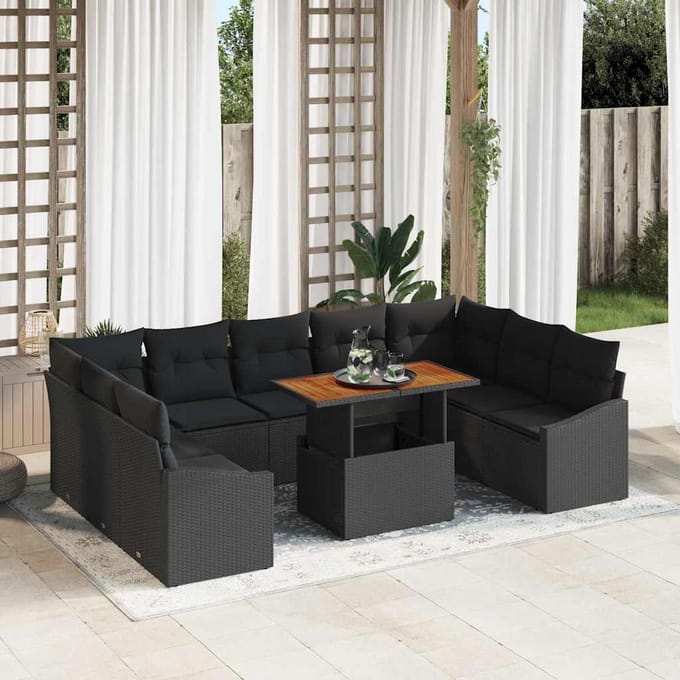 vidaXL - Tuinbank - Set - 10 - st - Zwart - en - Bruin