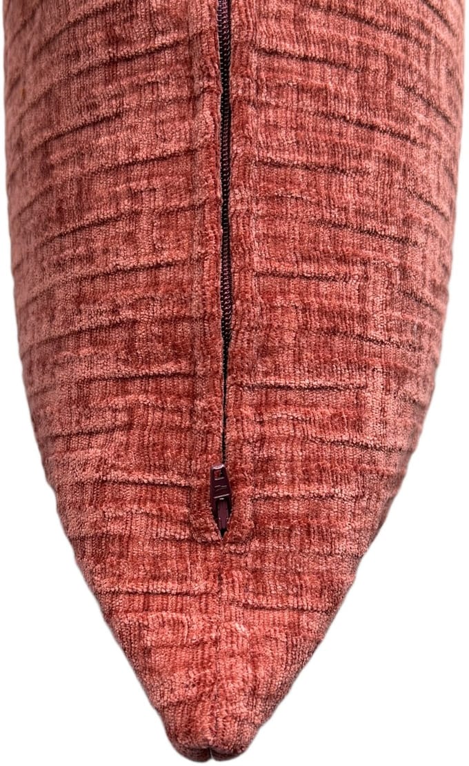 Sierkussen Pardo - Steenrood | Zacht Chenille Kussen met Streep Patroon