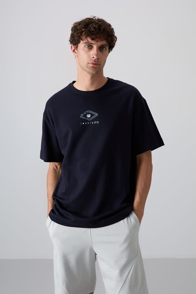 Overmaatse Katoenmix Logo T-shirt