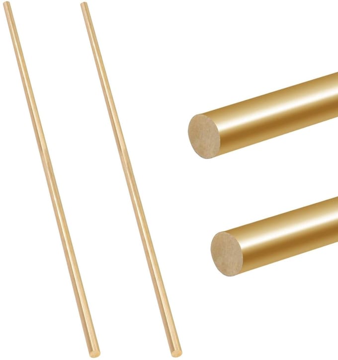 2 Stuks 6mm x 356mm Messing Staven voor Modelbouw van Auto's, Vliegtuigen en Boten