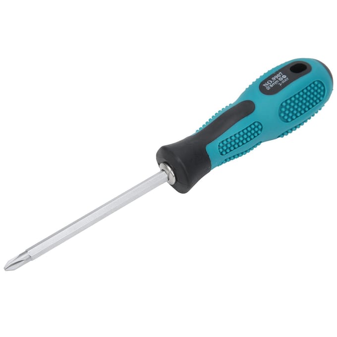 H5X75mm Tournevis Double Usage Plat Cruciforme Manche Antidérapant Tournevis Outil à Main blue