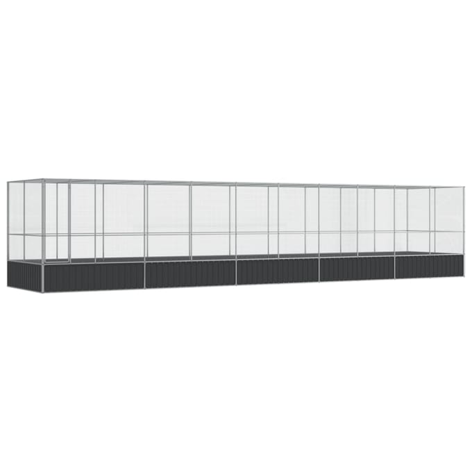vidaXL Volière met verlengstuk 1039x207x212 m staal zilverkleurig