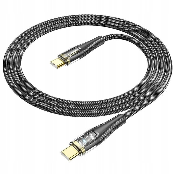 USB-C - USB-C Data- en Oplaadkabel HOCO U121, 60W, 1.2m, Zwart