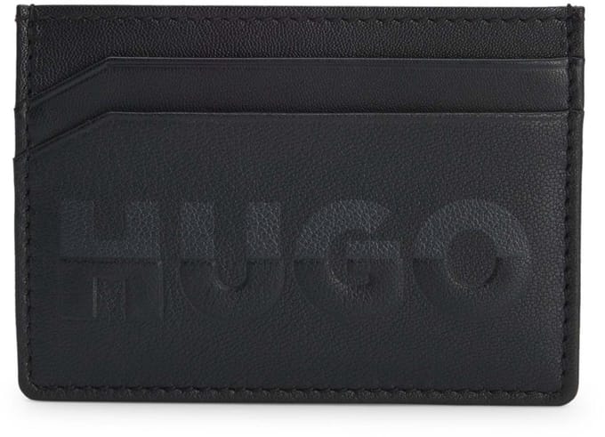 HUGO Leren kaarthouder Nosh Cardcase Black zwart