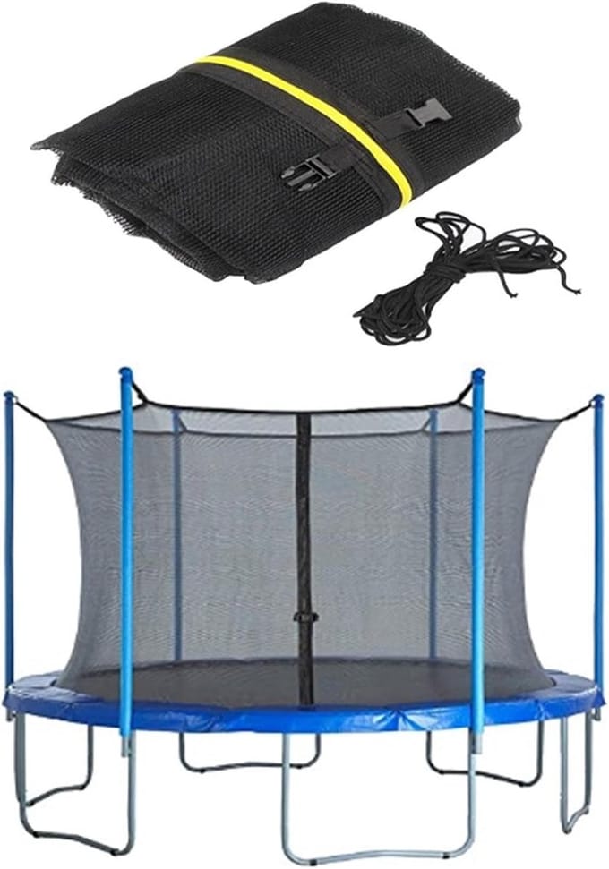 Trampoline Veiligheidsnet - Vervangend Net - Veilig Springplezier - Versterkte Randen - 8FT Diameter - Zwart