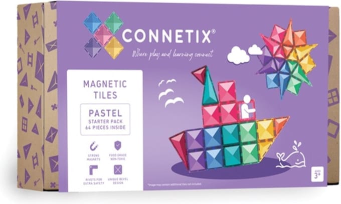 CONNETIX - Magnetisch Tegels - Pastel Startpakket - 64 Stuks - Magnetisch Speelgoed
