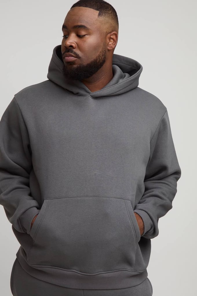 Plus Essential Regular Fit Over the Head Hoodie | Charcoal | Size 3XL