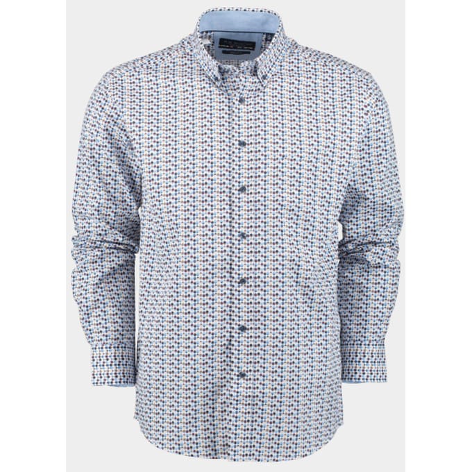 Bos Bright Blue R.b. boston casual hemd lange mouw regular fit cotton 427670/324
