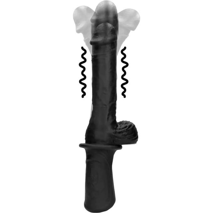 Hand Held Liquid Silicone Vibrating and Thrusting Sex Machine - Black