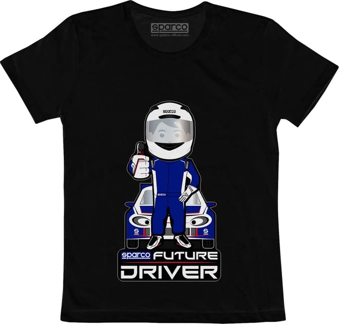 Sparco Future Racer Kinderen T-Shirt - Wit — Zwart — 7-8 jaar