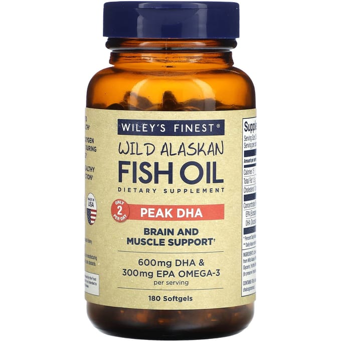Wiley's Finest, Wilde Alaskaanse Visolie, DHA Premium Kwaliteit, 180 Softgels