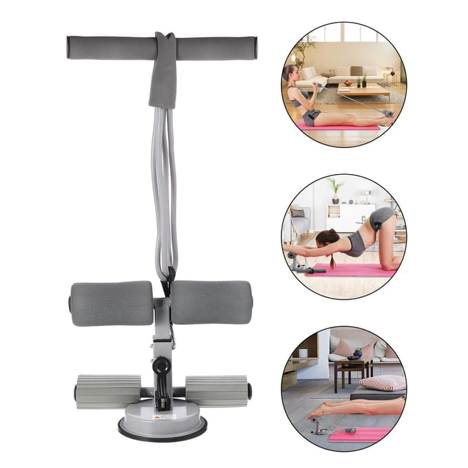 Équipement auxiliaire de Fitness pour le ventre, appareil d'exercice pour l'abdomen, barre de poussée au sol, assistance assis, ventouse gris