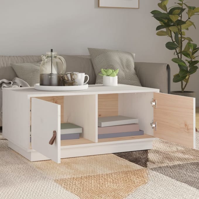 vidaXL - Salontafel - 80x50x35 - cm - massief - grenenhout - wit
