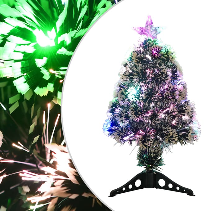 vidaXL - Kerstboom - met - LED - 64 - cm - glasvezel - groen - en - wit