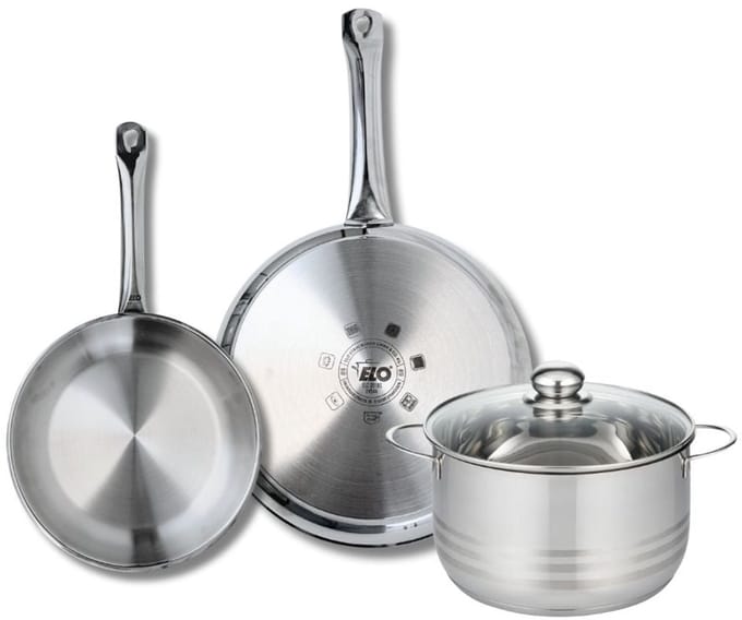Set van 2 Koekenpannen 24 en 28 cm en 1 braadpan 20 cm Elo Profi Brillant