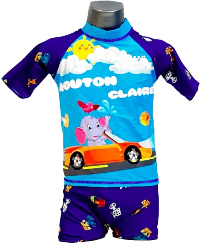 Procean - zwemkleding- voor kinderen - UV-werend - blauwe auto - maat 134