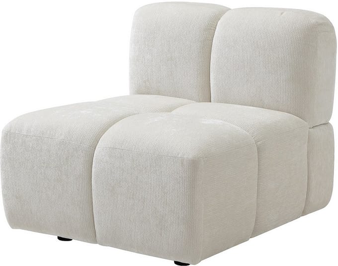 Vente-unique Modulaire hoekbank met rugleuning in gestructureerde gebroken witte stof CARLIVI