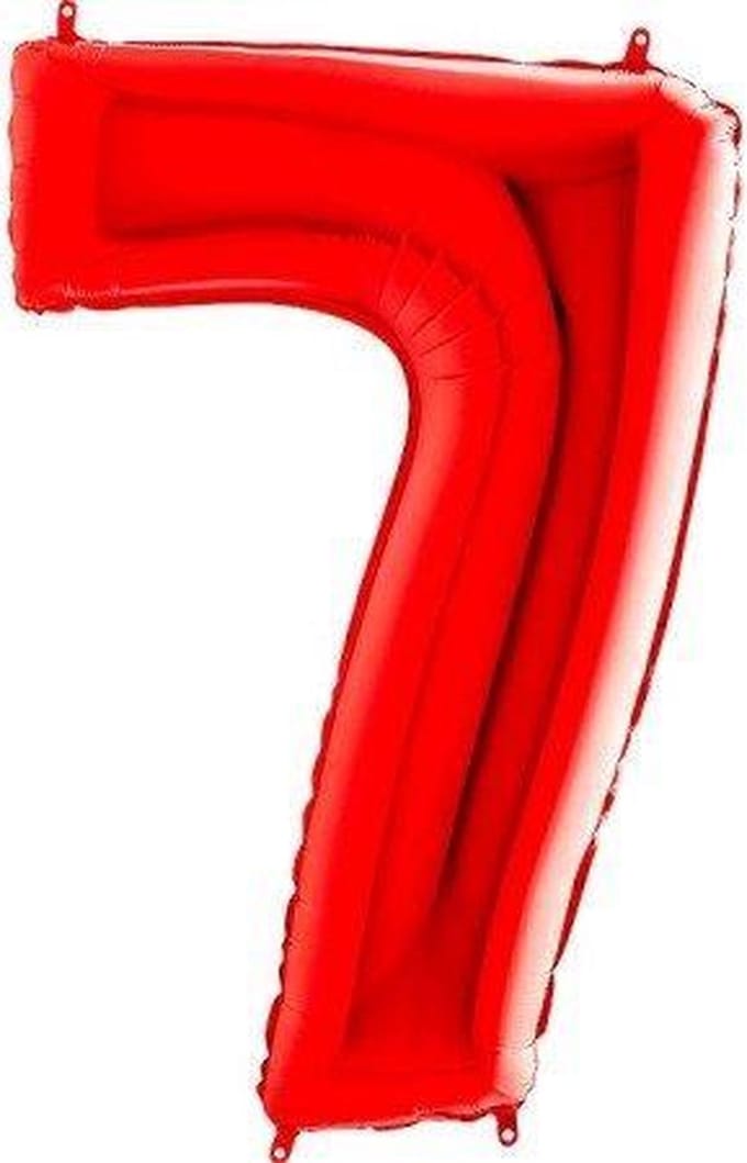 Cijferballon 7 Rood 16inch, 40 cm kindercrea