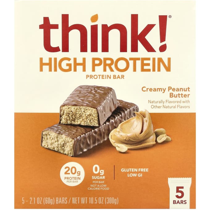 Denken!, Eiwitreep, Romige Pindakaas, 5 repen, 60 g (2.1 oz) elk