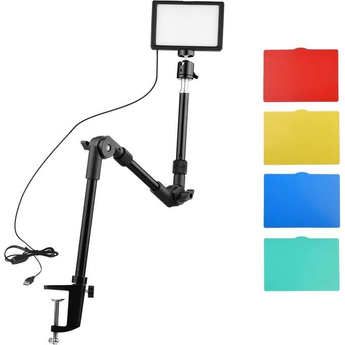 Andoer USB Videoconferentie Verlichtingsset Inclusief 1 * LED Videolamp 3200K-5600K Dimbaar + 1 * blue