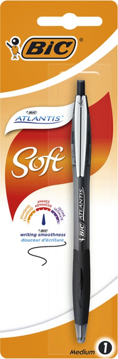 Balpen bic atlantis soft clic m zwart | 20 stuks