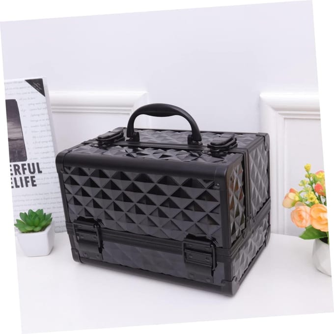 Cosmetica Box Met Spiegel - Make-up Organizer - Make-up Opbergen - Twee Laags Design