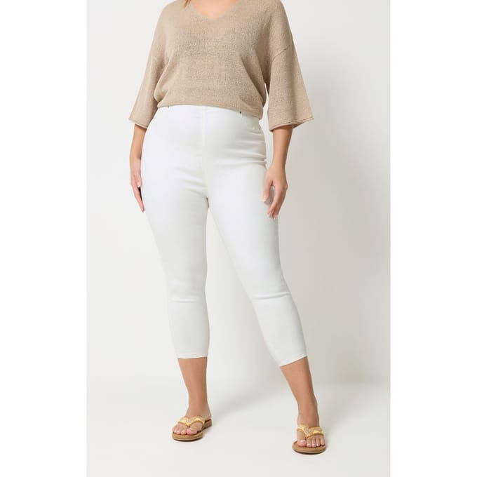 Yours Cropped Jenny Jegging Met Stretch En Hoge Taille In Wit Size 46