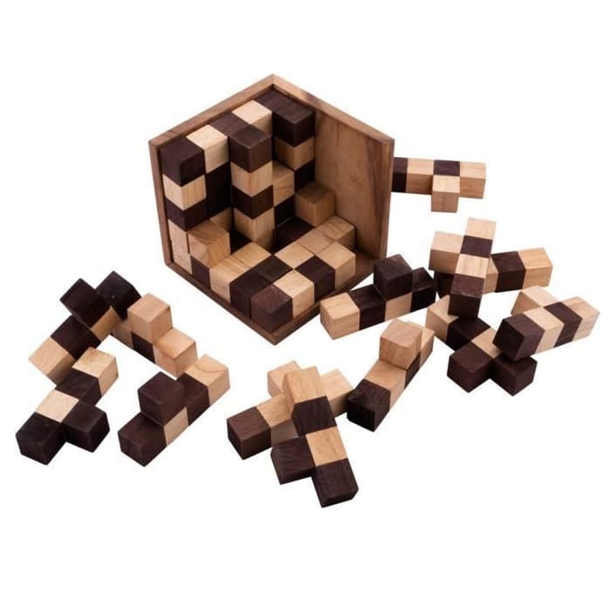 Puzzel - Engelhart - 125 houten blokjes - Moeilijkheidsgraad 4/5 - 25 stukjes - 14x14x14 cm groen