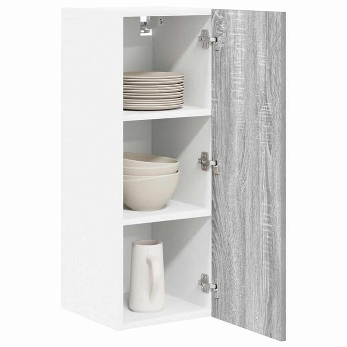 vidaXL - Hangkast - 2 - st - Grijs - Sonoma - en - Wit - Bewerkt - hout