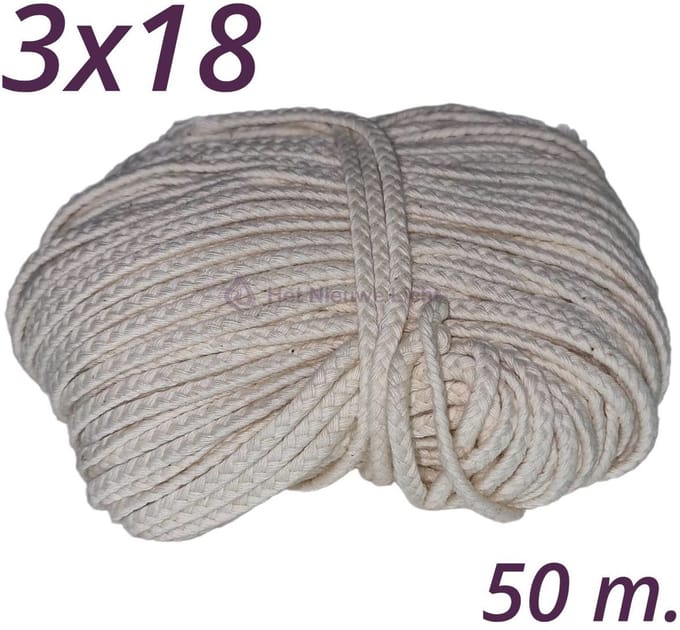 Kaars Lont | HNL 3x18 | 50 meter | Wick | Pit | Wiek | Kaarsenlont