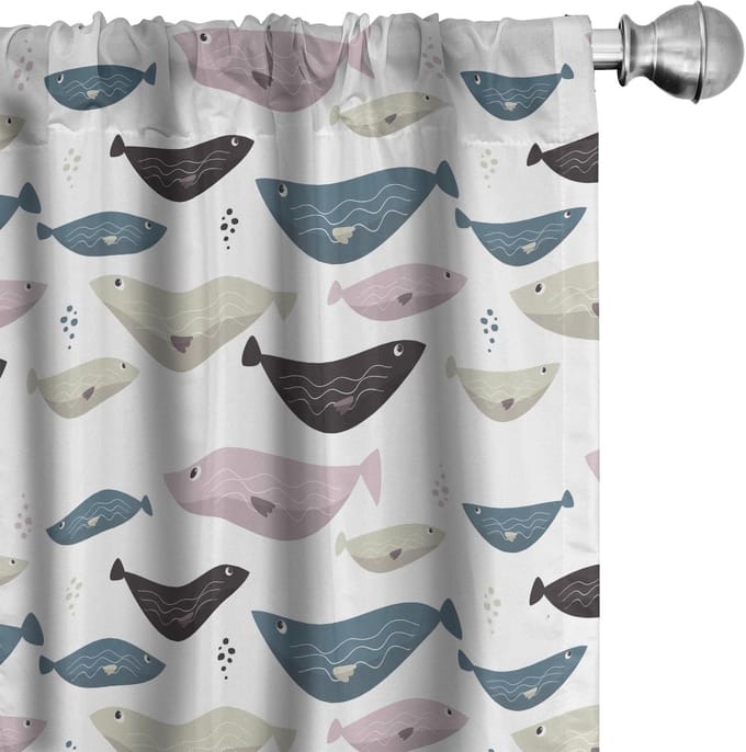 ABAKUHAUS Onderwater gordijnen – 2x75x175 cm – Mikrofaser – Halfdonkerend – Multicolor
